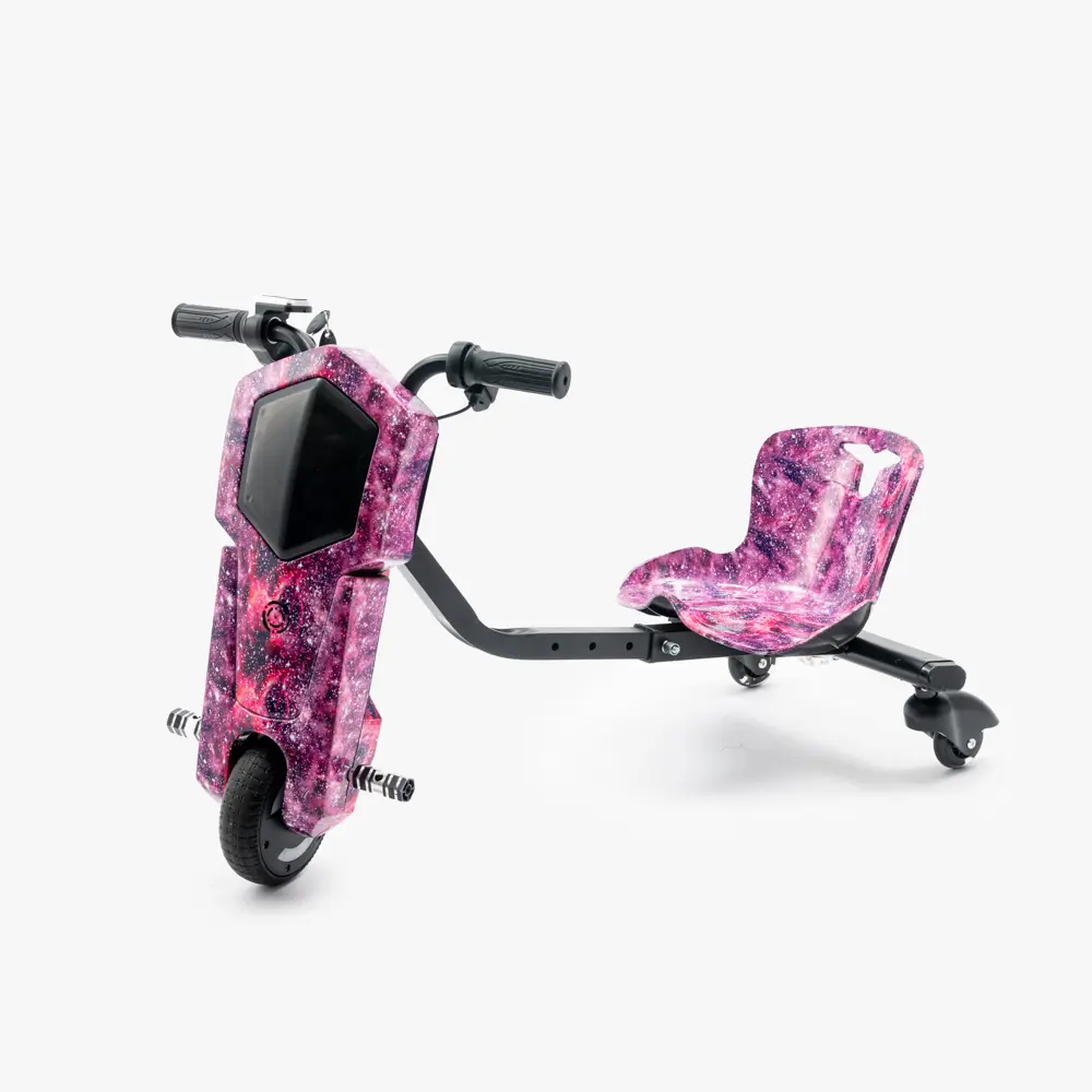 Triciclo Infantil Elétrico Drift na estampa Rosa Galáxia