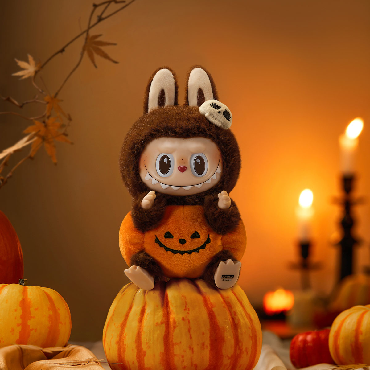 Pingente de pelúcia Feliz Halloween LABUBU Vinyl Party Series – Abóbora Sentada
