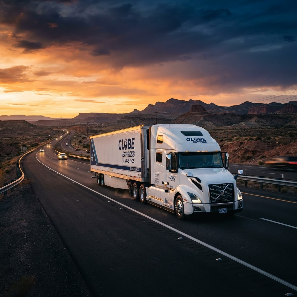 Caminhão LogBrasil em rodovia